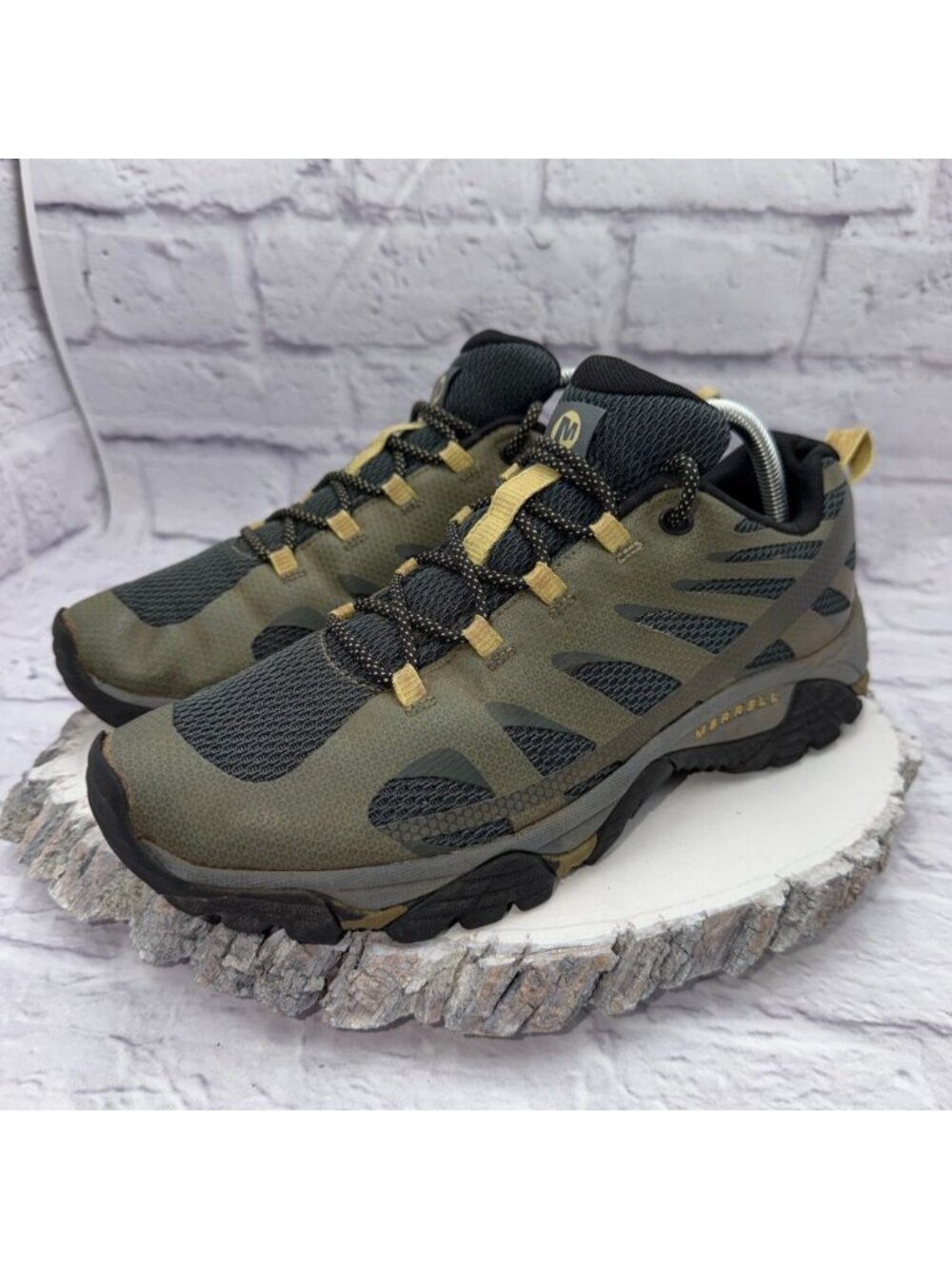 Merrell Mens Moab Edge 2 Hiking Shoes Olive Green Drab Size 9.5 Trail Sneakers